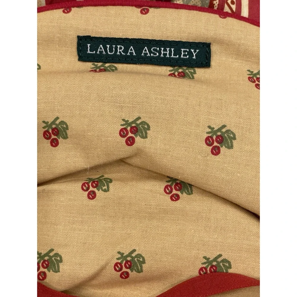Vintage Laura‎ Ashley Fabric Toiletry Bag Set Red Tan Zipper Floral Cottage New